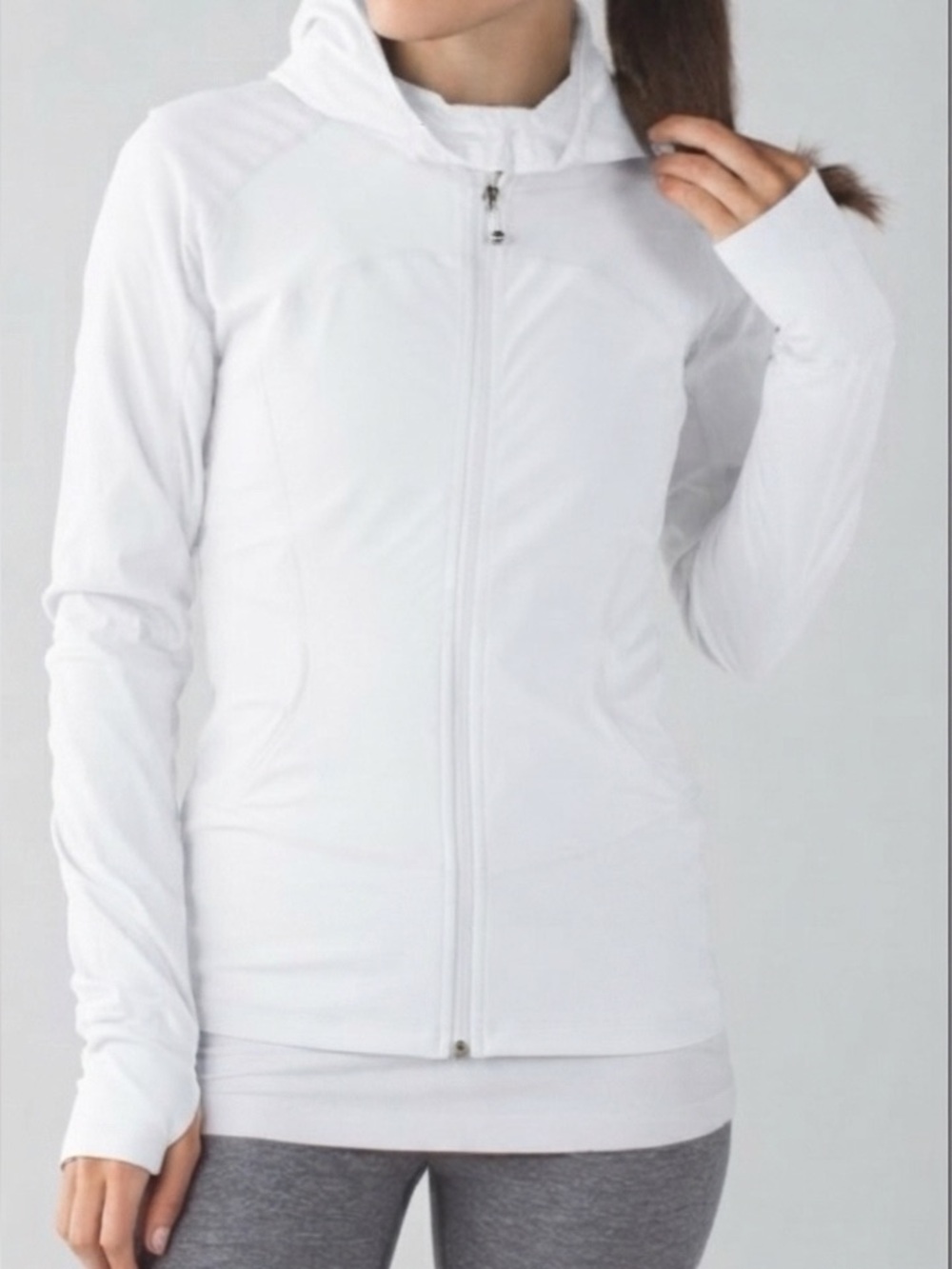 Lululemon Sz 8 In Flux White Hooded Running Outdoor Jacket